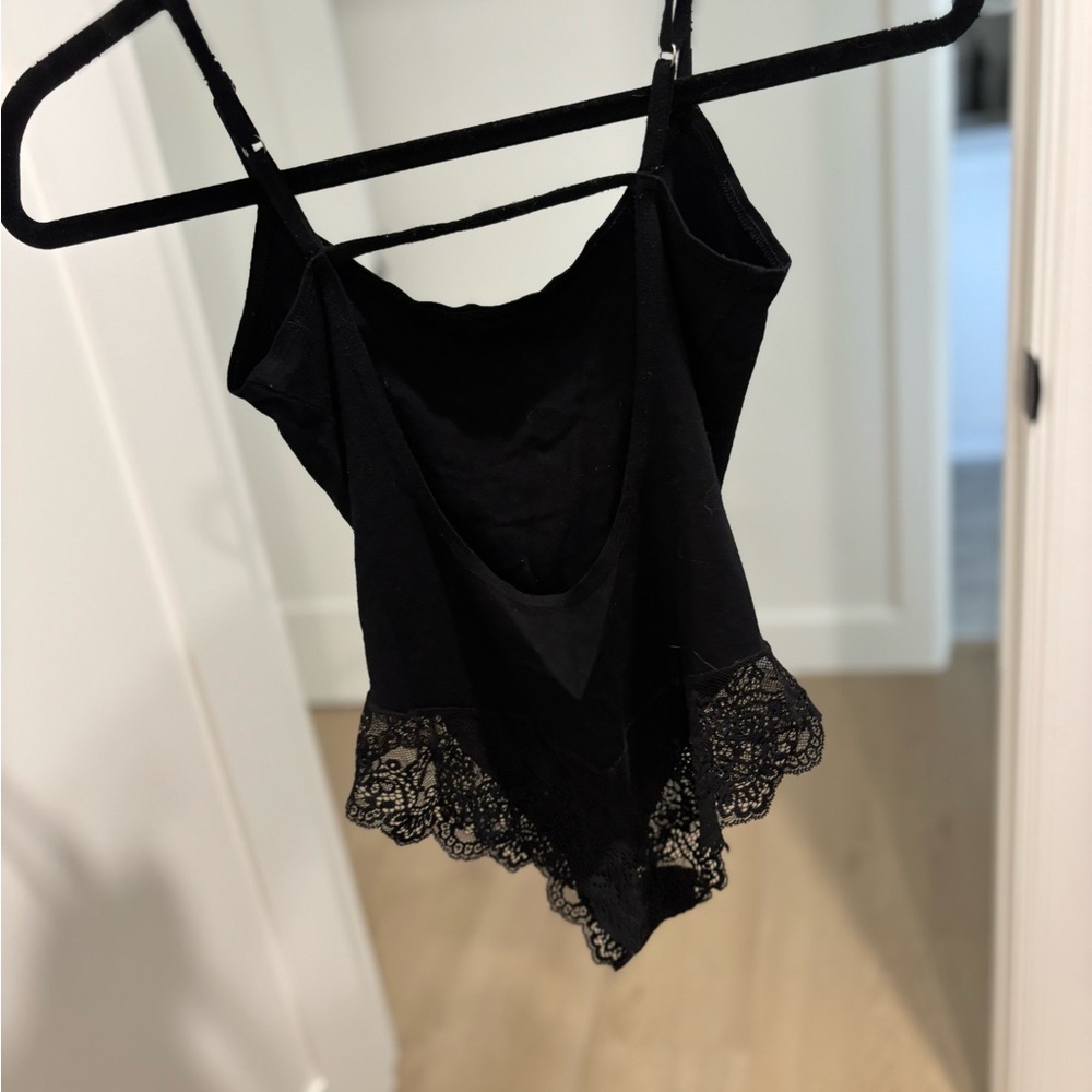 Only Hearts Black Lace-Trim Slip Chemise